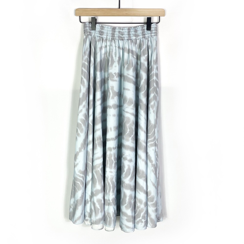Proenza Schouler White Label Printed Tie Dye‎ Midi Skirt Light Blue Gray Sz XS